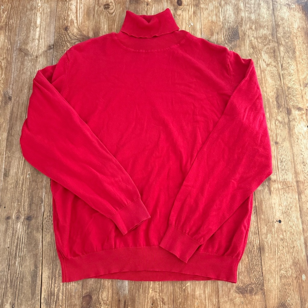 Vtg Talbots Classic Tight Knit Turtleneck Red 100% Cotton Women's Medium‎ EUC